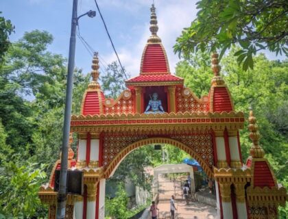 Devotees offering prayers at the temple